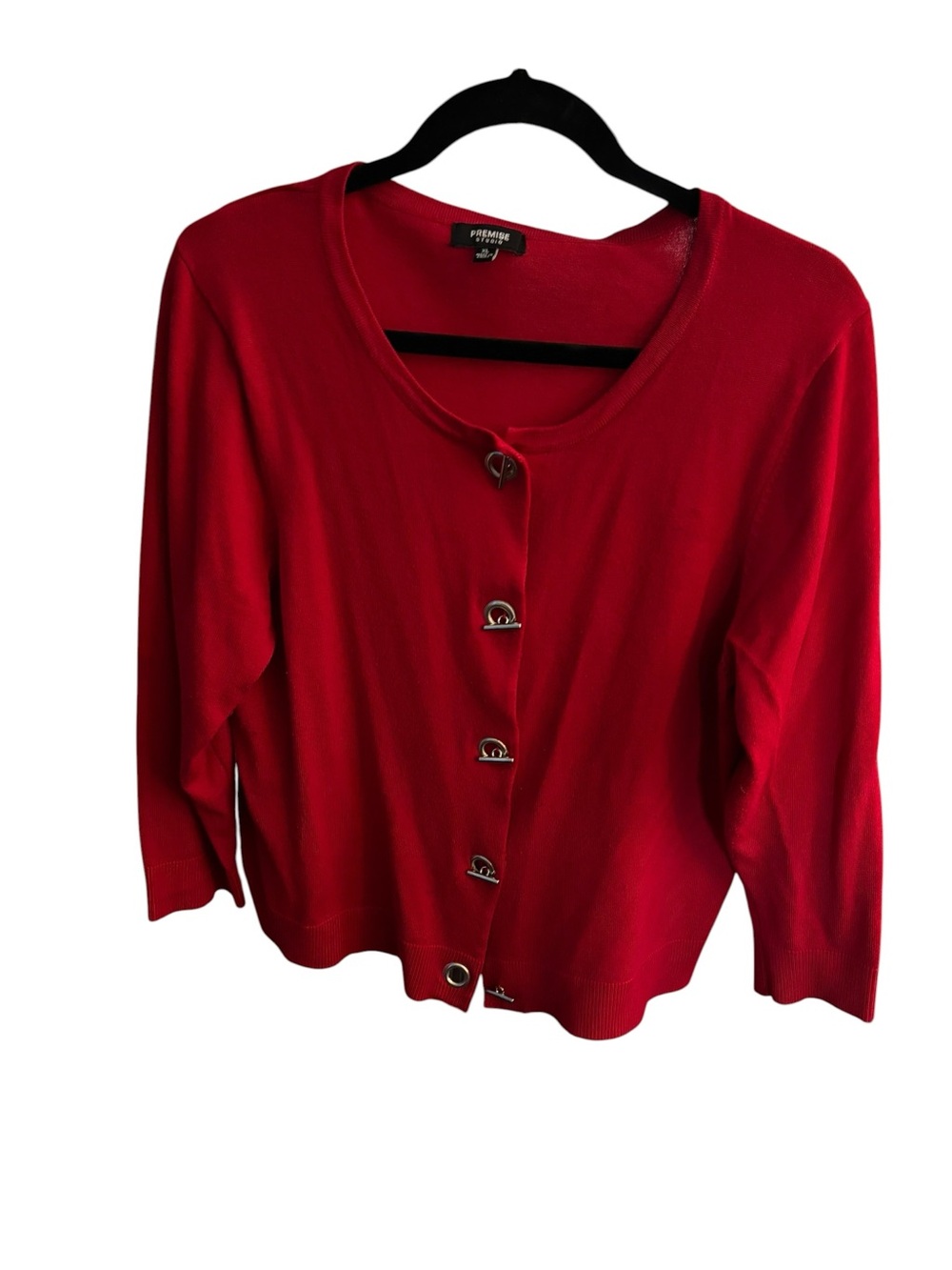 Premise Red Button-Front Women's Cardigan